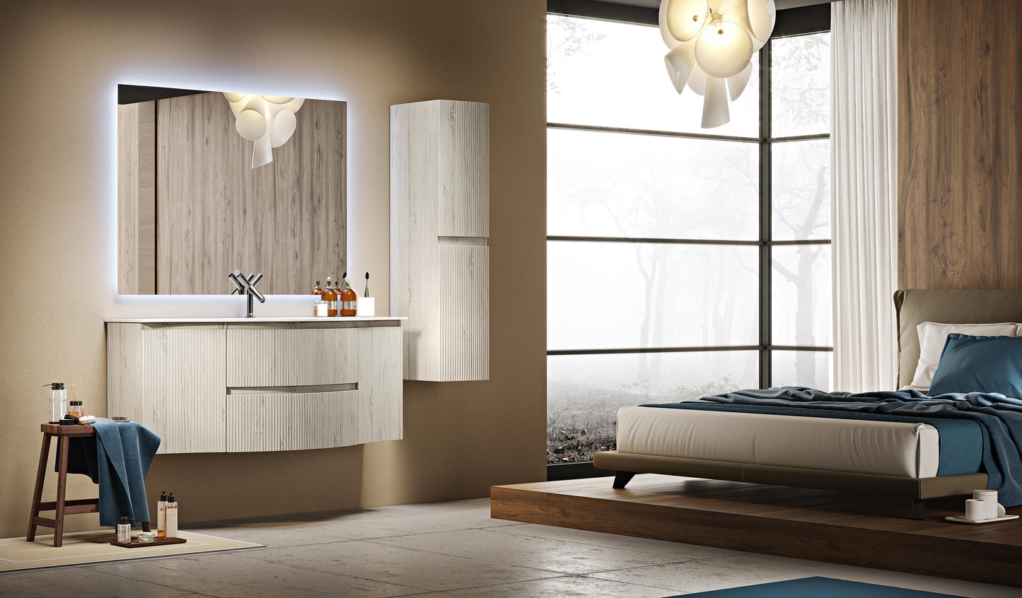 BH OLIMPIA Side Cabinet 13" 1 door Fluted Fronts