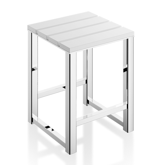 DW DW 68 Stool Polished Stainless Steel / Mineral composite material - White Matte