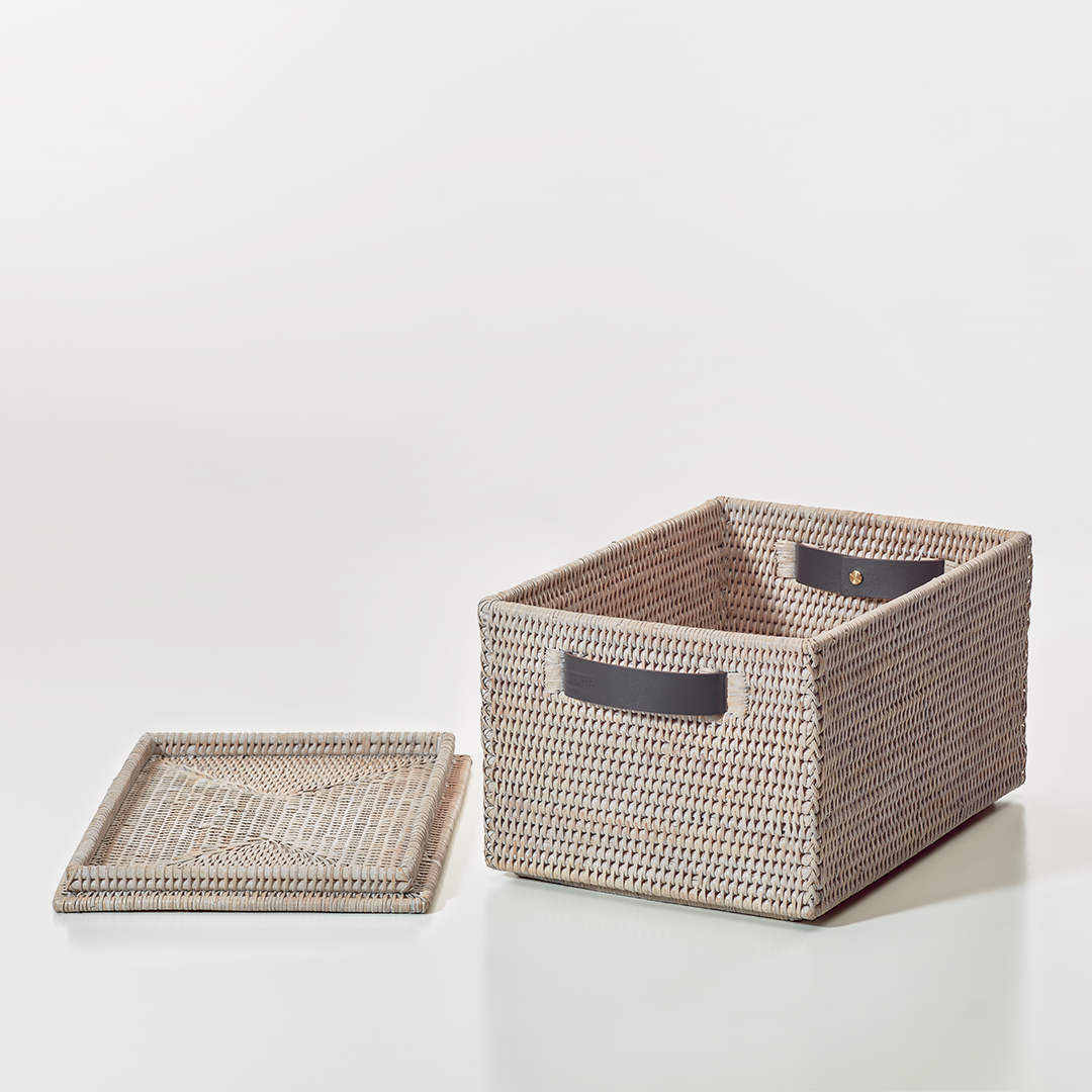 DW BASKET BOX Storage box with lid Rattan Light