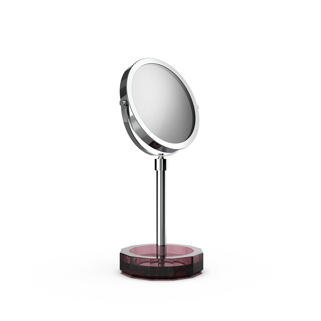 DW KR KSA  KRISTALL Cosmetic mirror with Shelf - Burgundy / Chrome