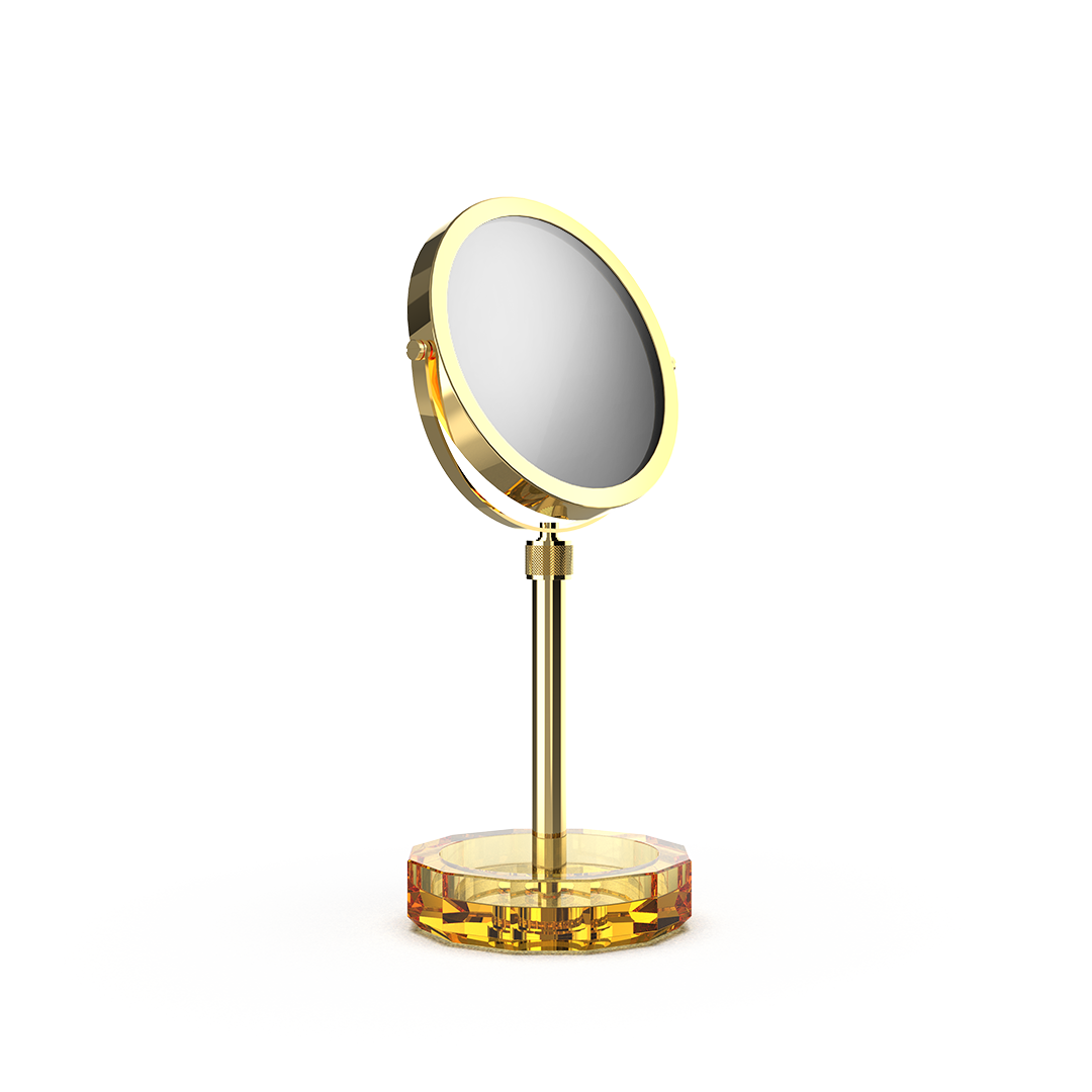 DW KR KSA KRISTALL Cosmetic mirror with Shelf Amber / Gold 24 Carat