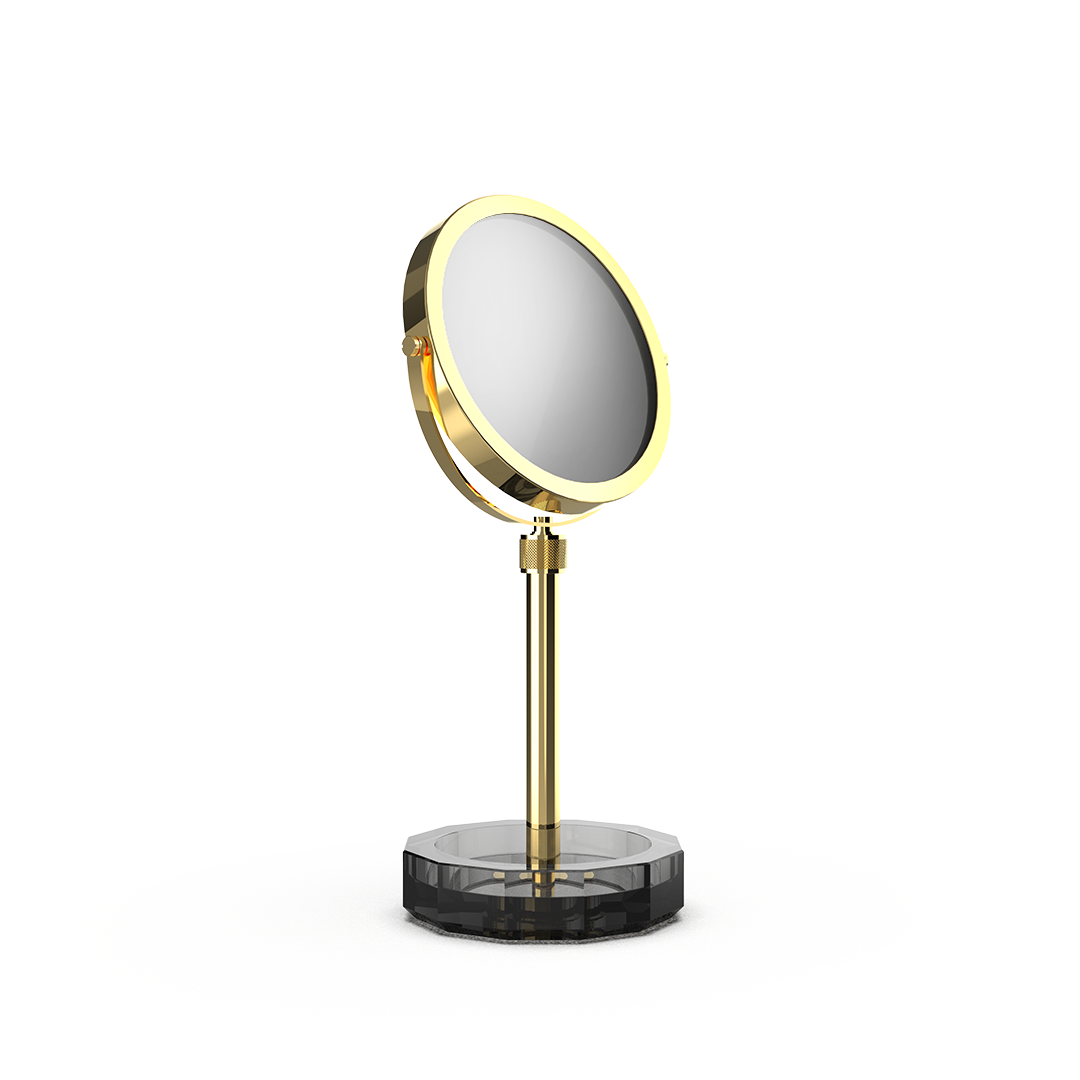 DW KR KSA KRISTALL Cosmetic mirror with Shelf Anthracite / Gold 24 Carat