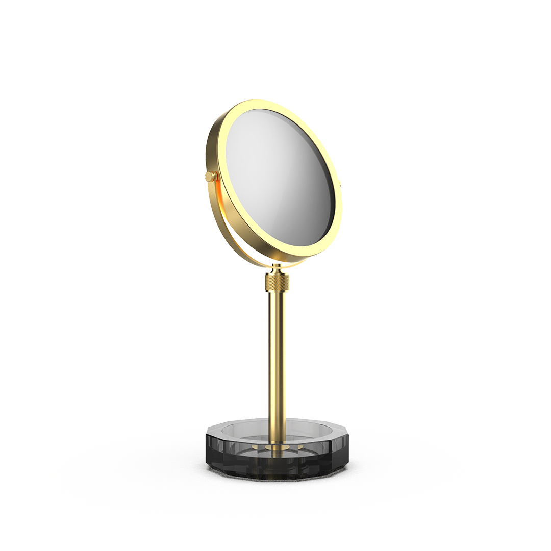 DW KR KSA KRISTALL Cosmetic mirror with Shelf Anthracite / Gold Matte 24 Carat