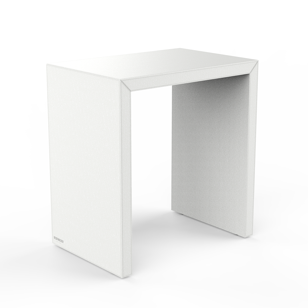 DW BROWNIE SIDE Table and Stool - White Vegan Leather