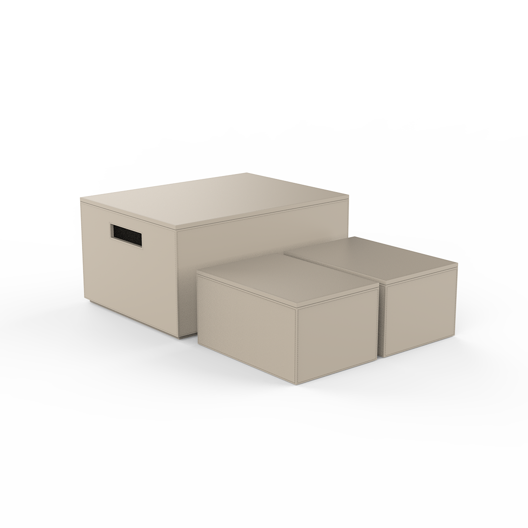 DW BROWNIE 3BOX Set of 3 Storage Boxes Vegan Leather Sand