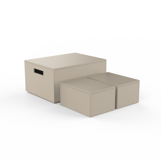 DW BROWNIE 3BOX   Set of 3 Storage Boxes Vegan Leather Sand