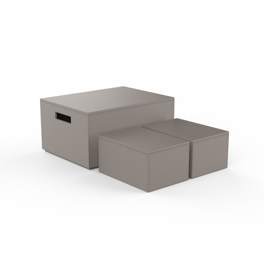 DW BROWNIE 3BOX Set of 3 Storage Boxes Vegan Leather Taupe