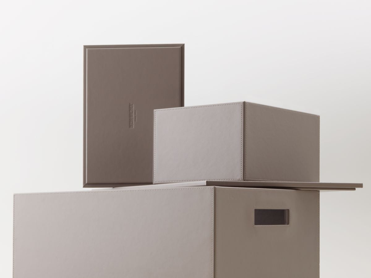 DW BROWNIE 3BOX Set of 3 Storage Boxes Vegan Leather - Taupe