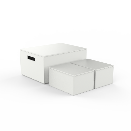 DW BROWNIE 3BOX Set of 3 Storage Boxes Vegan Leather White
