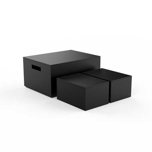 DW BROWNIE 3BOX Set of 3 Storage Boxes Vegan Leather Black
