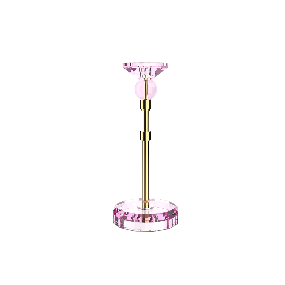DW KR HIGHLIGHT KRISTALL Candle Holder - Pink/Gold 24 Carat