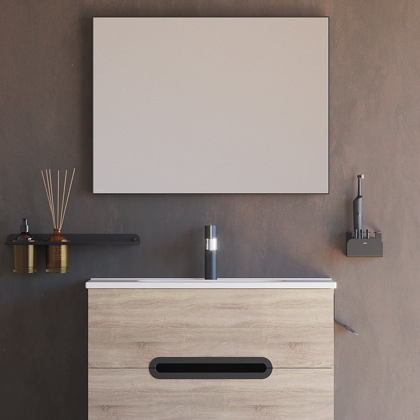 SONIA -MIRROR ALUGLASS 40" X 28" BLACK