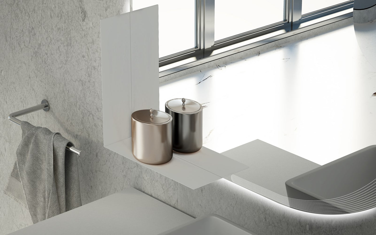 BH Metallic White Matte Mirror shelf