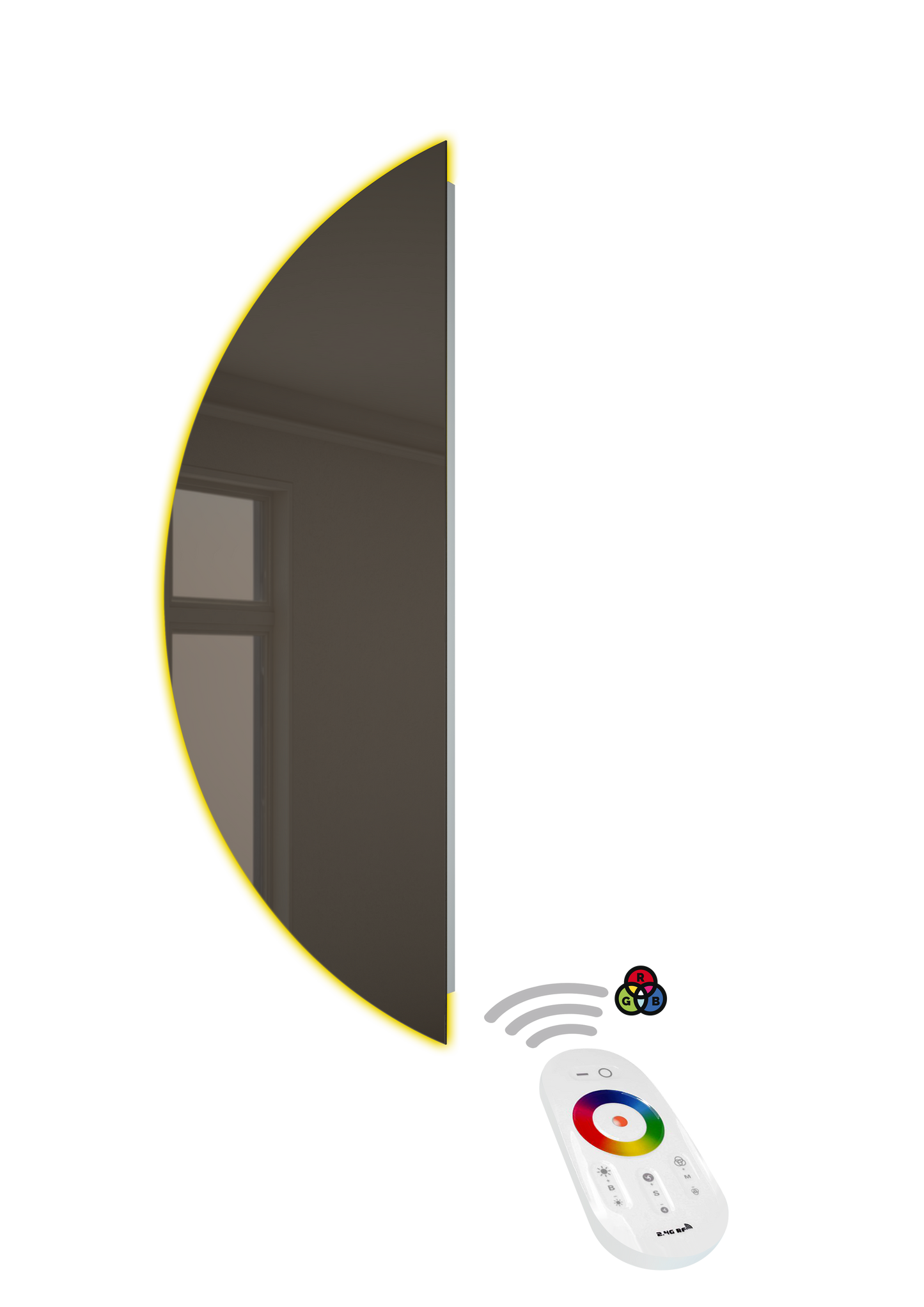 BH Mirror Wooden Back LED Bronze Half Moon with RGB remote