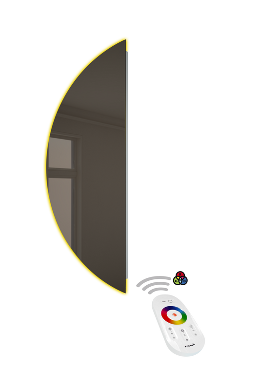 BH Mirror Wooden Back LED Bronze Half Moon with RGB remote