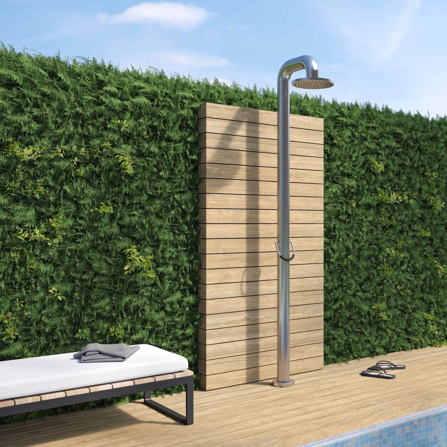 JEE-O Fatline Shower 02 TH Freestanding Stainless Steel with Hand Shower - Brushed