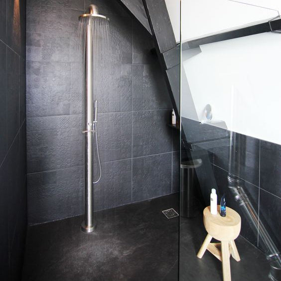 JEE-O Fatline Shower 02 Freestanding Shower Faucet with Hand Shower - Stainless Steel Brushed