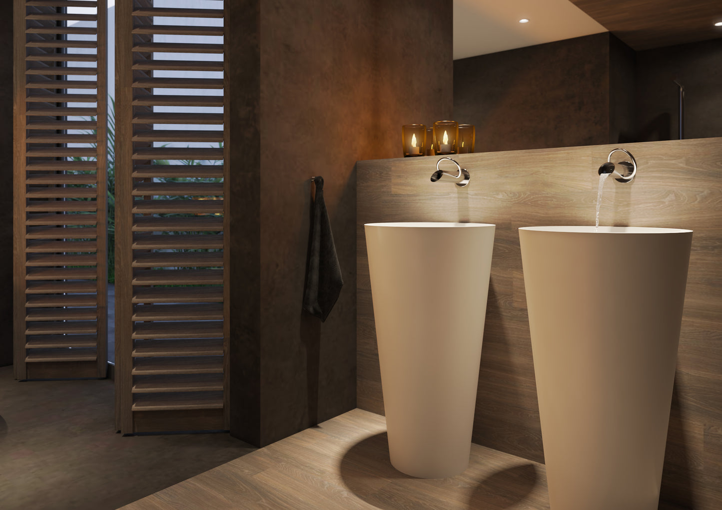 JEE-O Pure Basin Faucet Wall Mounted with Spout Stainless Steel with concealed body, Matte Gold