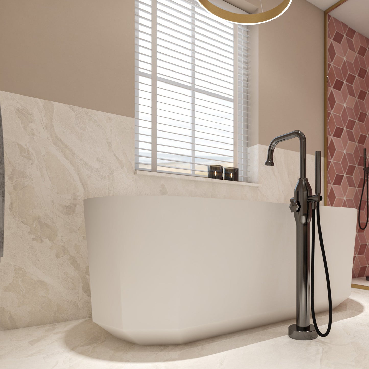 JEE-O Bloom Bath Freestanding Matte White with integrated overflow