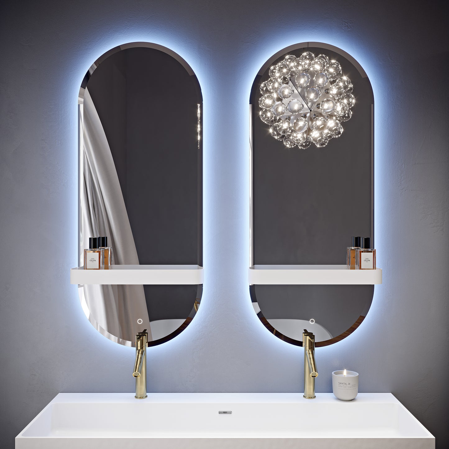 BH Premium Mirror Oval Perimeter LED with Touch Switch