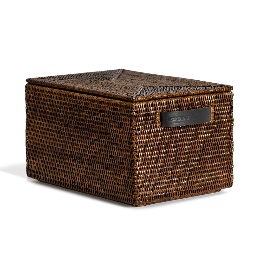 DW BASKET BOX Storage box with lid Rattan Dark