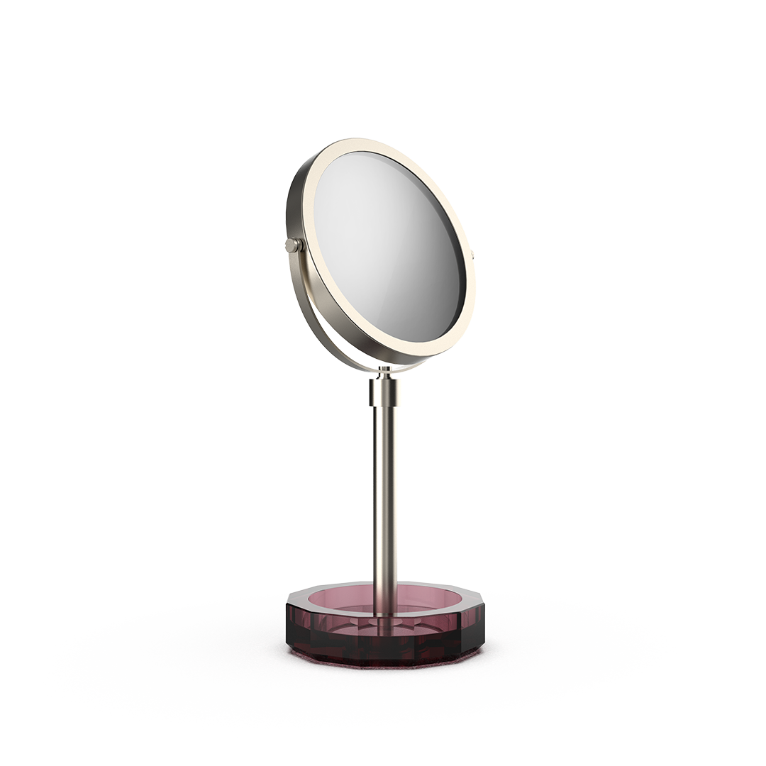 DW KR KSA KRISTALL Cosmetic mirror with Shelf - Burgundy / Nickel Satin