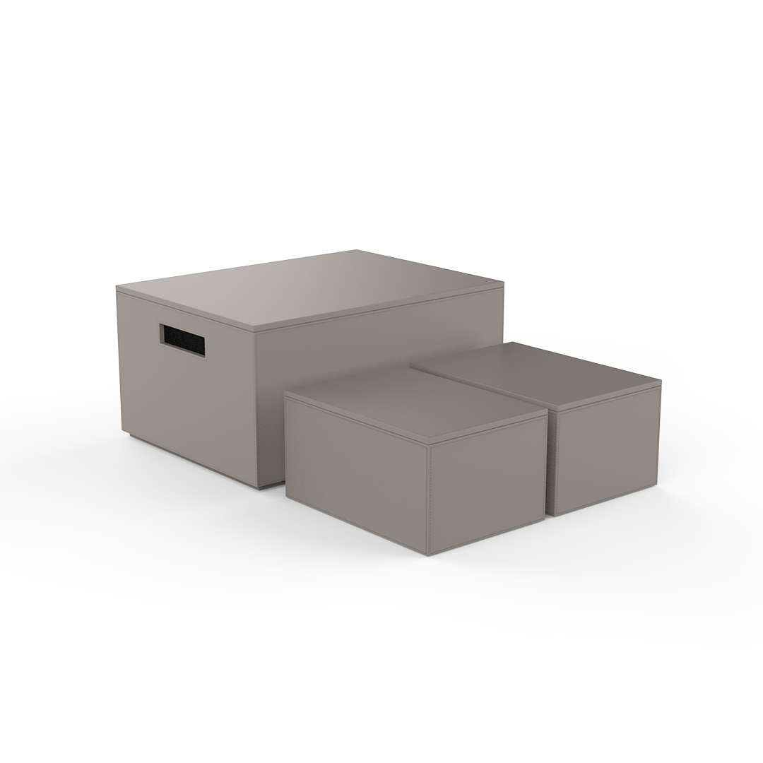 DW BROWNIE 3BOX Set of 3 Storage Boxes Vegan Leather Taupe