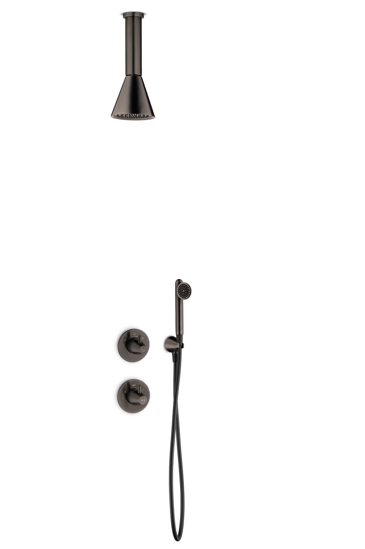 JEE-O Cone Shower Set 04 Ceiling SS with shower, TH mixer, diverter and wall hand/foot shower