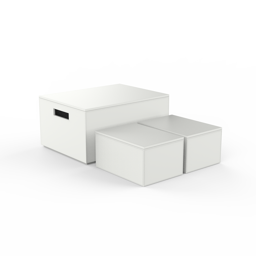 DW BROWNIE 3BOX Set of 3 Storage Boxes Vegan Leather White