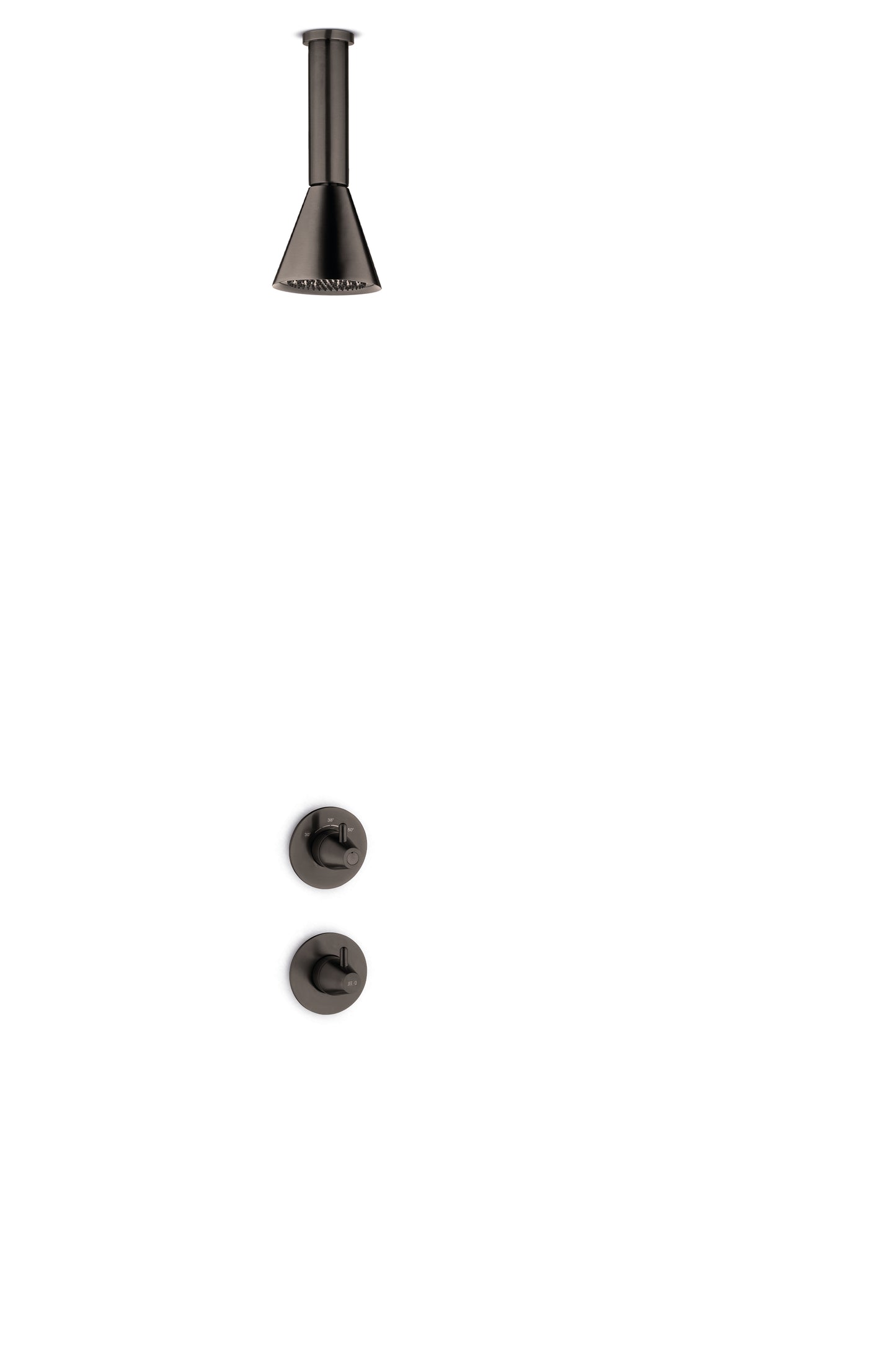 JEE-O Cone Shower Set 03 Ceiling SS with ceiling shower, thermosat and valve