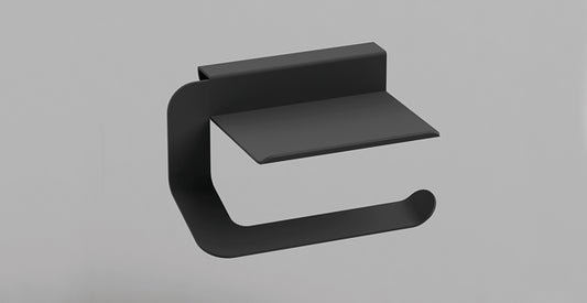 SONIA -QUICK TOILET ROLL HOLDER & SHELF BLACK(D)