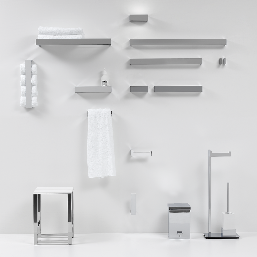 DW DW 68 Stool Polished Stainless Steel / Mineral composite material - White Matte