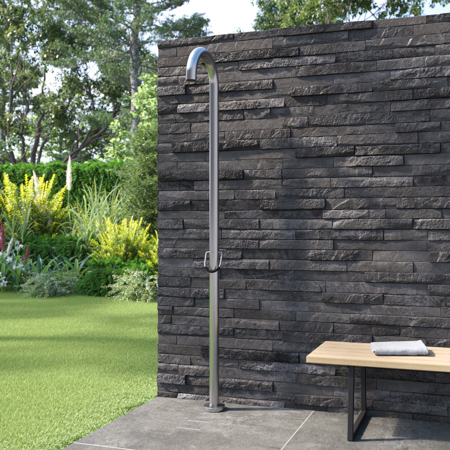 JEE-O Original Shower 04 Freestanding with progressive cartridge - Stainless Steel Brushed