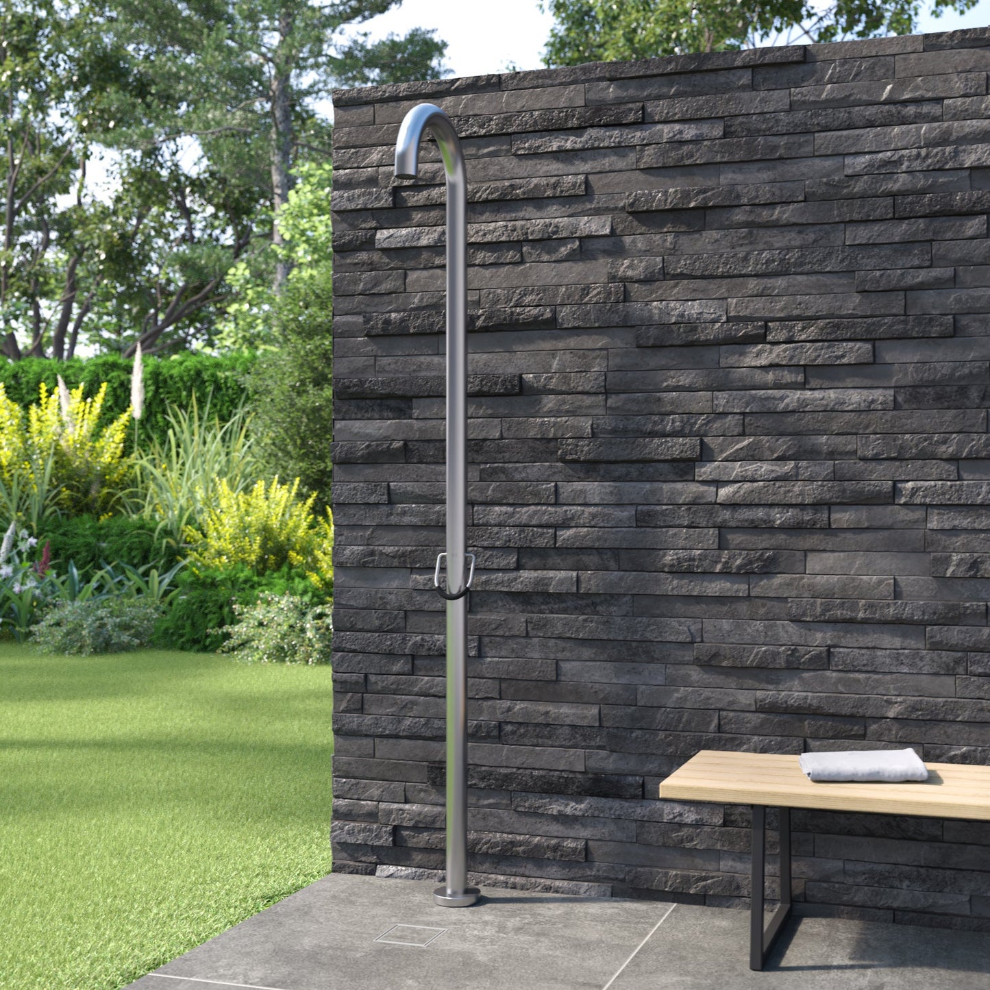 JEE-O Original Shower Push Freestanding with eco Push button - Stainless Steel Brushed