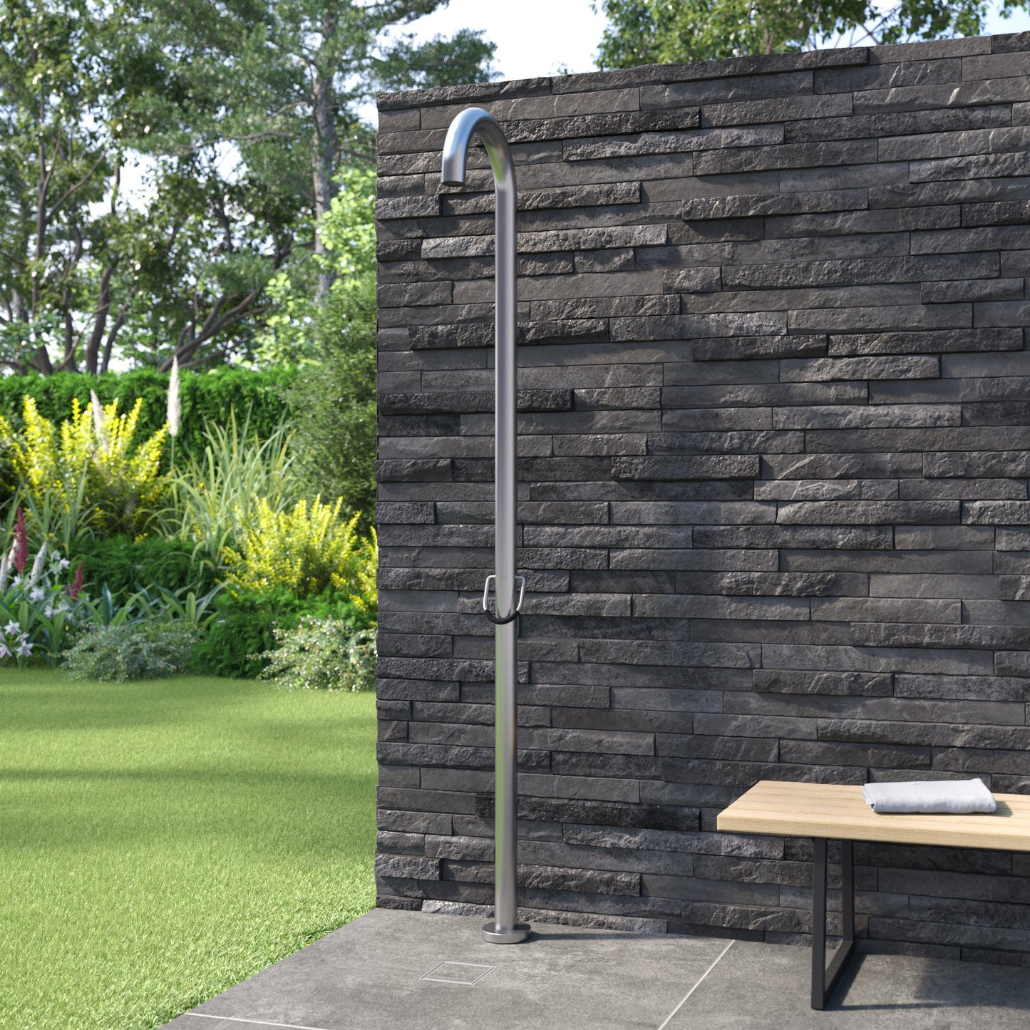 JEE-O Original Shower 02 TH Freestanding with Hand Shower - Stainless Steel Brushed