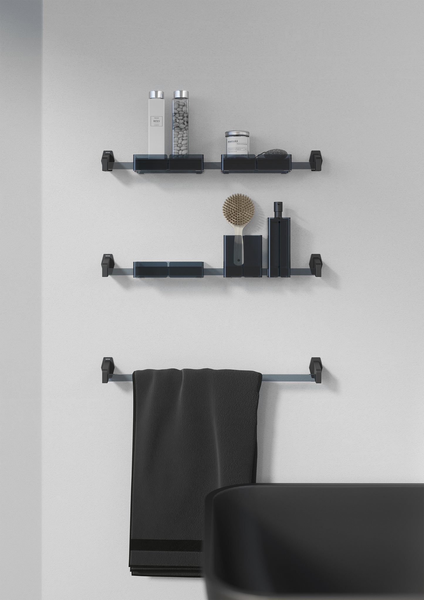 SONIA -LUCE TOWEL BAR 12" BLACK SPORT