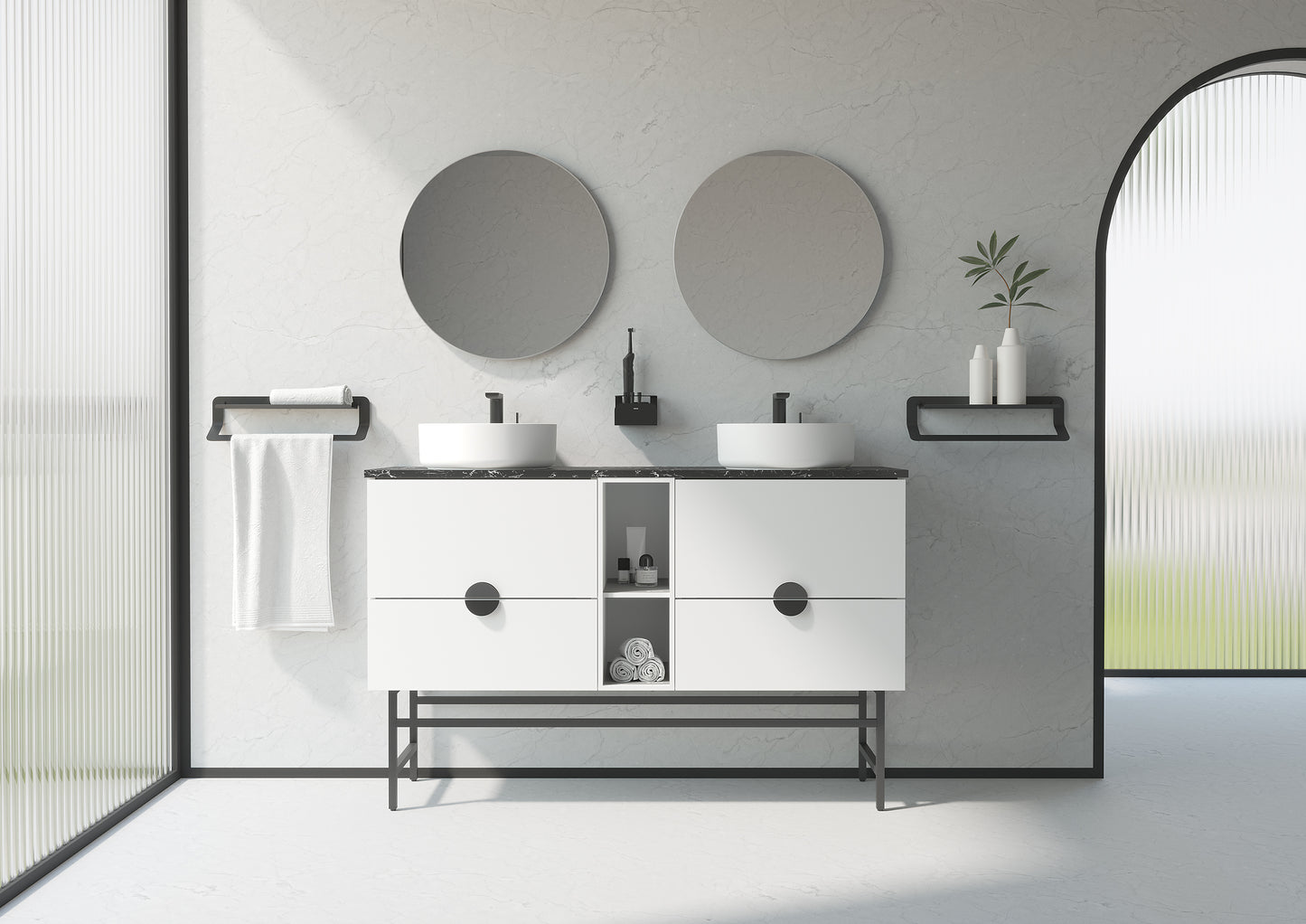 SONIA -QUICK TOWEL BAR & SHELF 18" BLACK