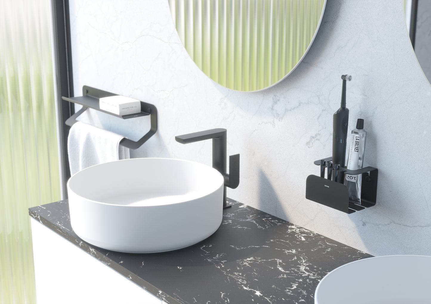 SONIA -QUICK DOUBLE ROBE HOOK BLACK