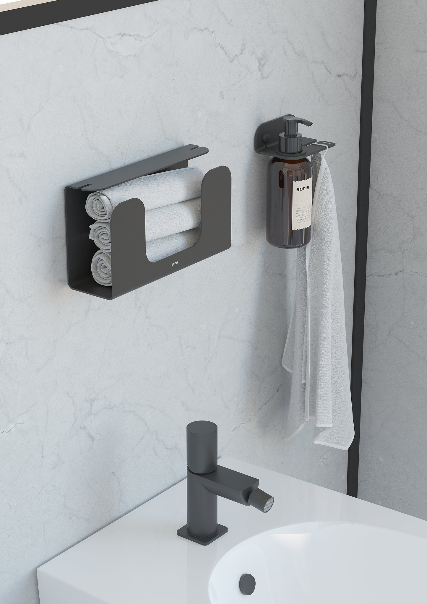SONIA -QUICK SOAP DISPENSER & HOOK BLACK