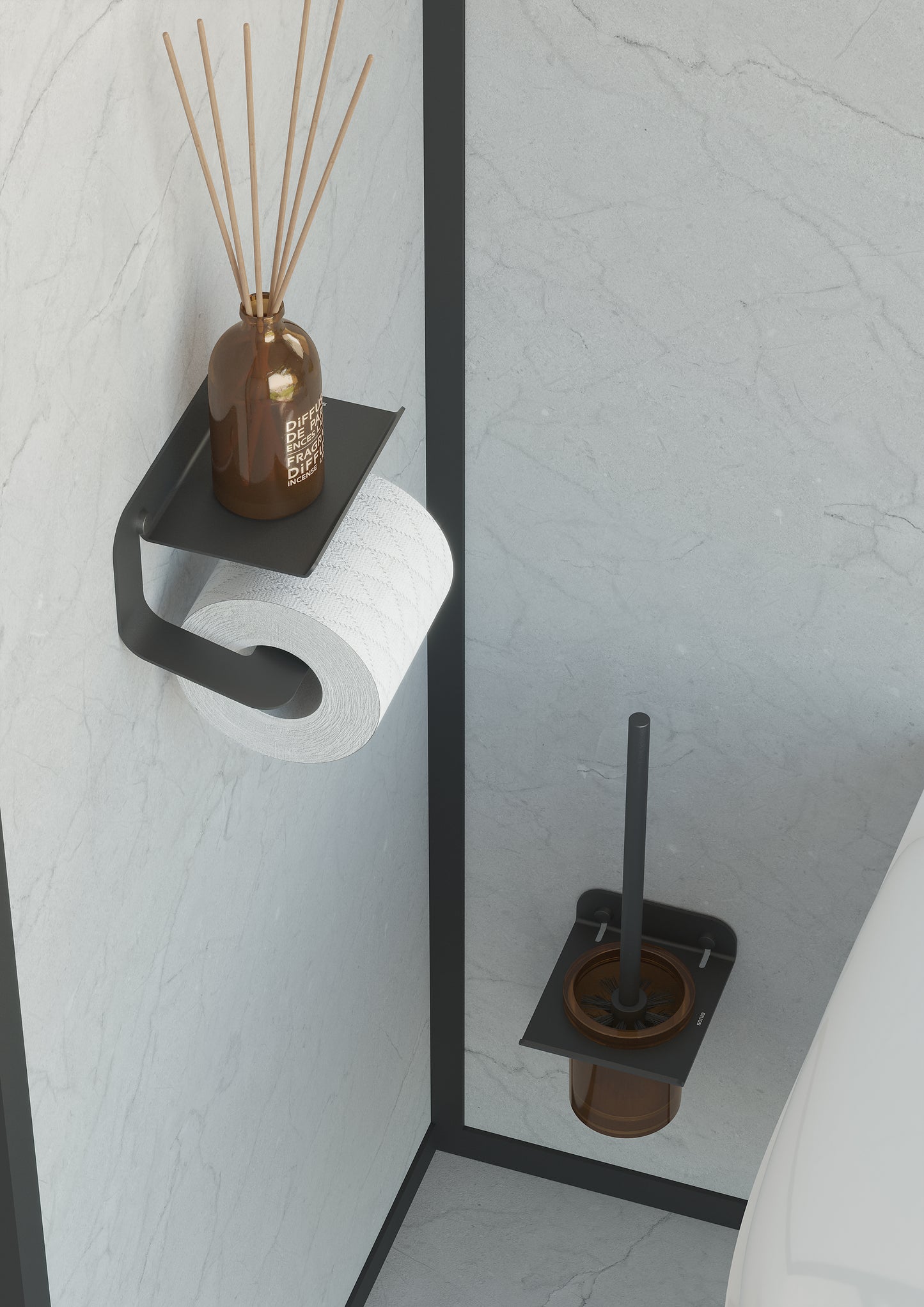 SONIA -QUICK TOILET ROLL HOLDER & SHELF WHITE