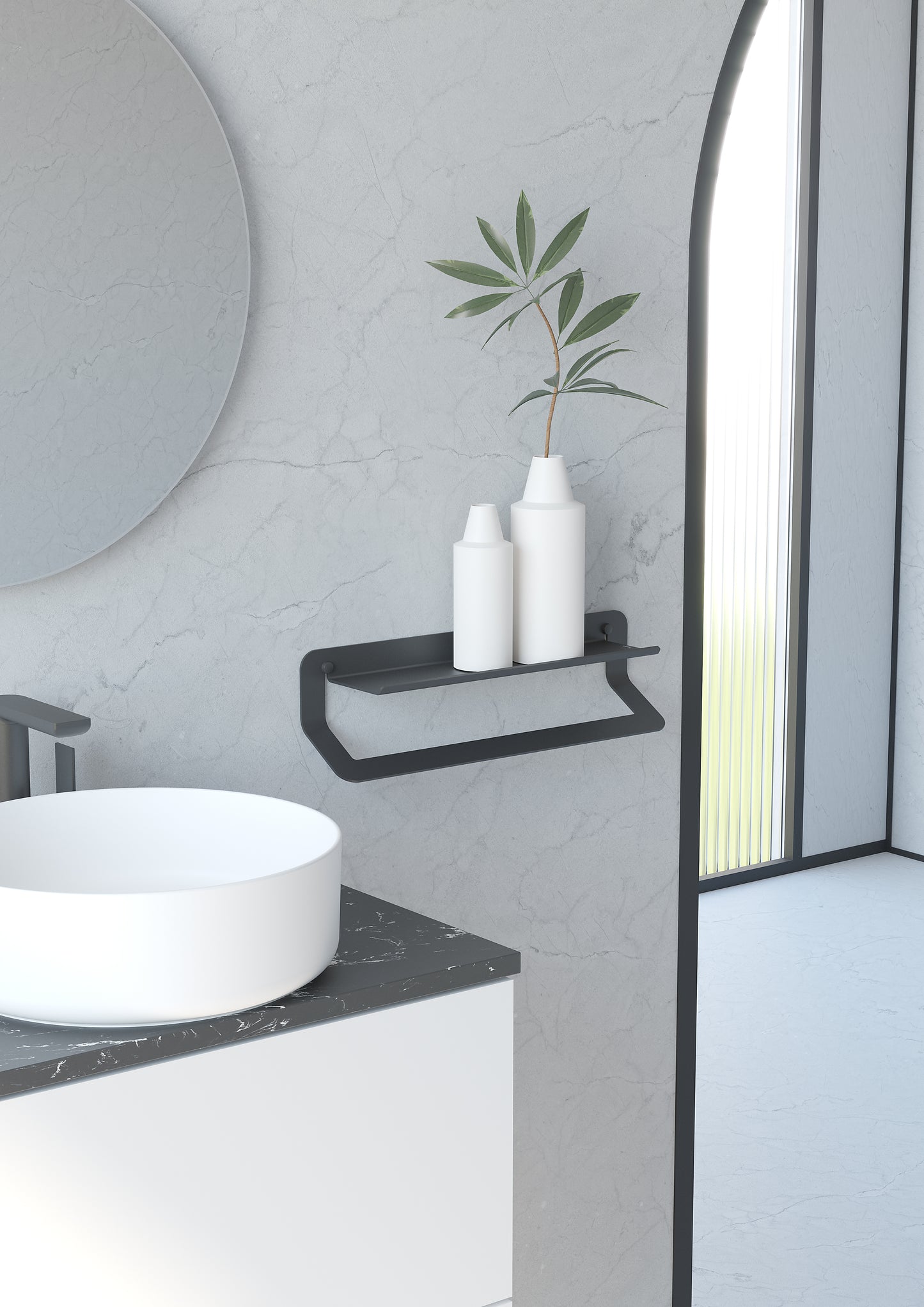 SONIA -QUICK TOWEL BAR & SHELF 18" BLACK