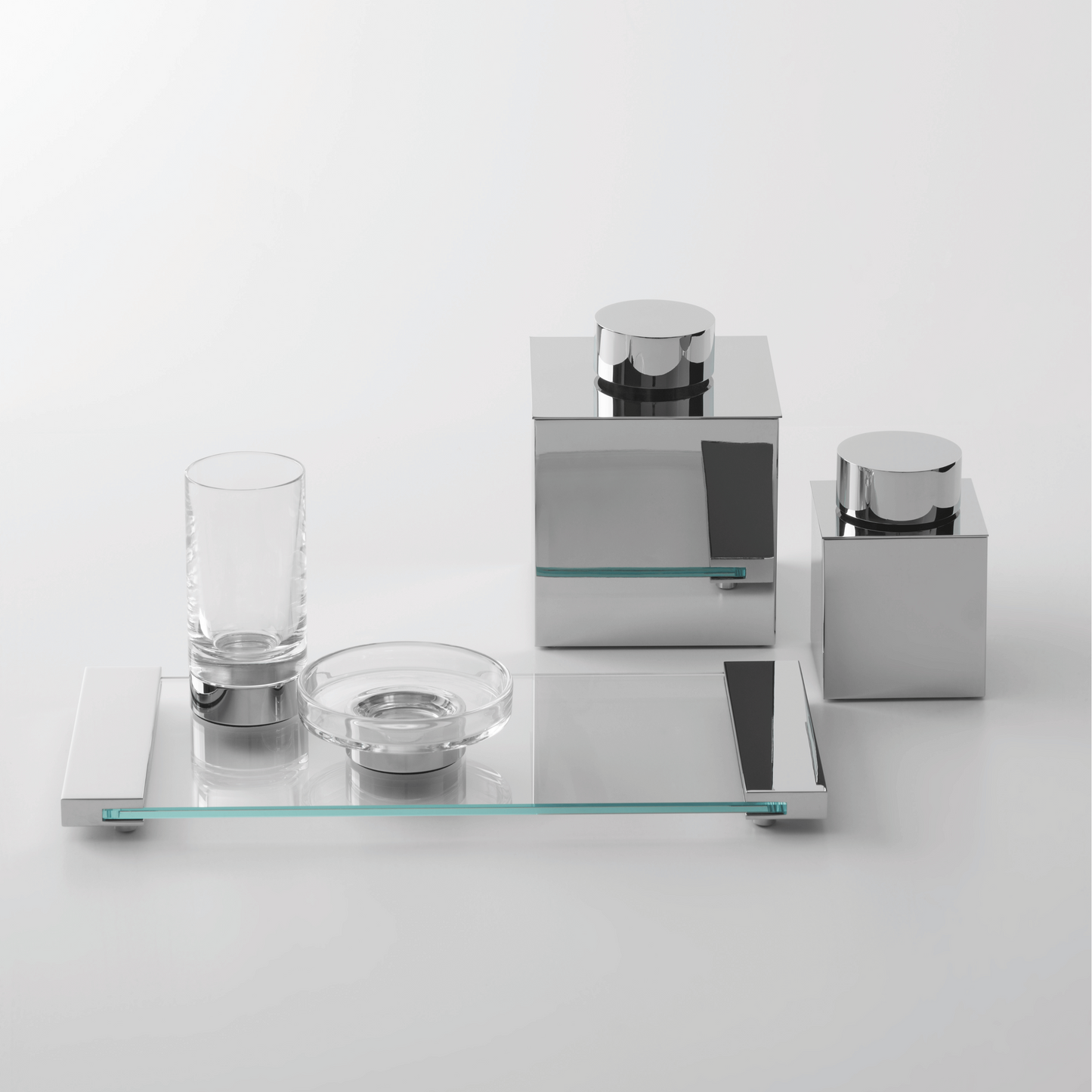 DW TAB 37 Tray large - Chrome / clear glass - Glass Super Clear