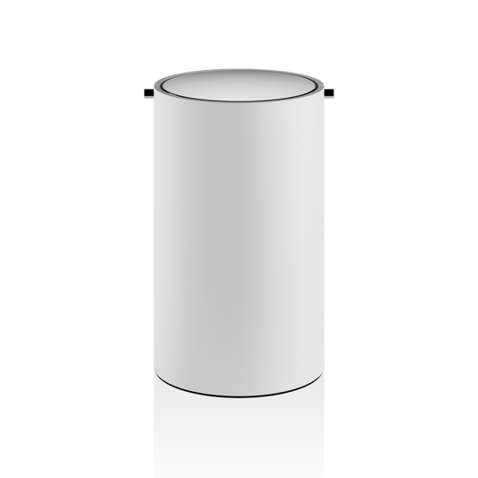 DW STONE BEMD Paper bin with revolving cover - White Matte / Polished Stainless Steel