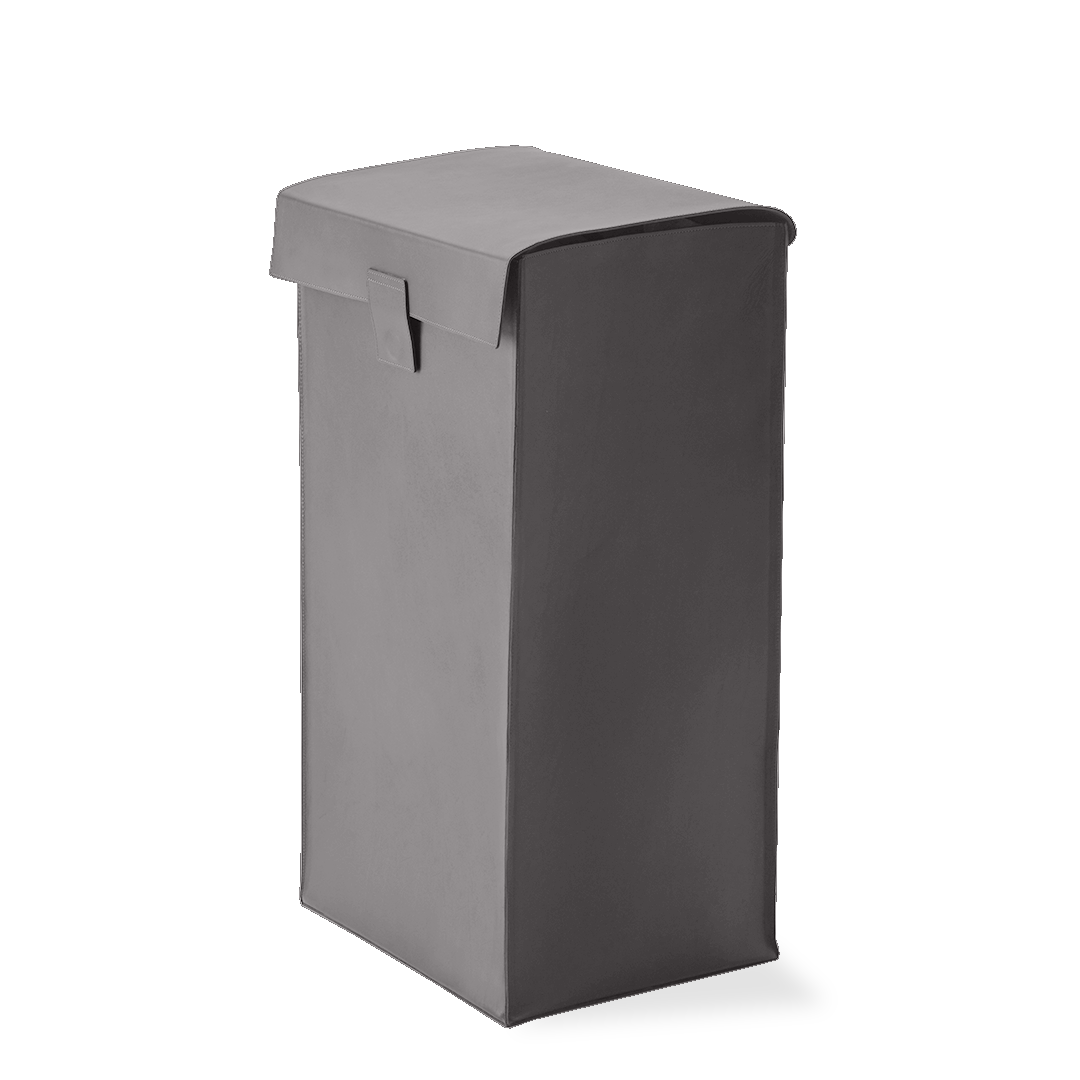 DW NAPPA WB Laundry basket with cover - Nappa Genuine Leather Smoke-Grey