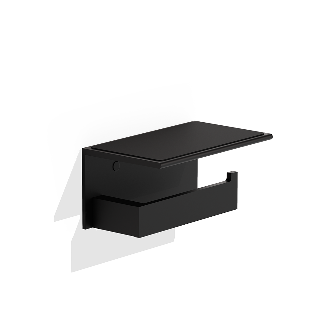 DW CONTRACT TPH4 Toilet paper holder - Black Matte with Smartphone- / Wet tissue-shelf
