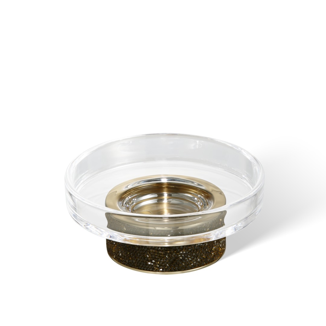 DW ROCKS STS Soap dish - Gold 24 Karat with soap dish made of KRISTALL - clear