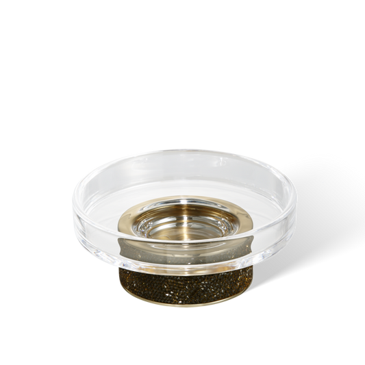 DW ROCKS STS Soap dish - Gold 24 Carat with soap dish made of KRISTALL - clear