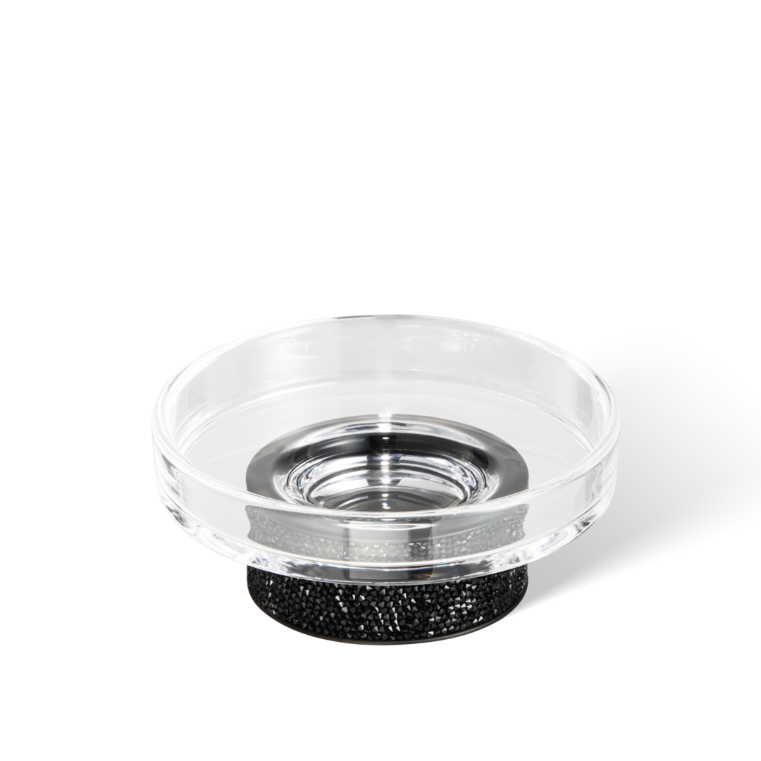 DW ROCKS STS Soap dish - Black Matte with soap dish made of KRISTALL - clear
