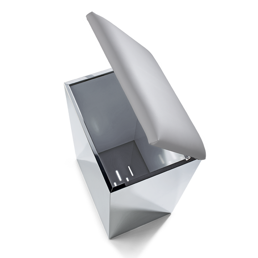 DW CASE HK 4 lbs Stool and laundry basket - Polished Stainless Steel - Artificial Leather gray