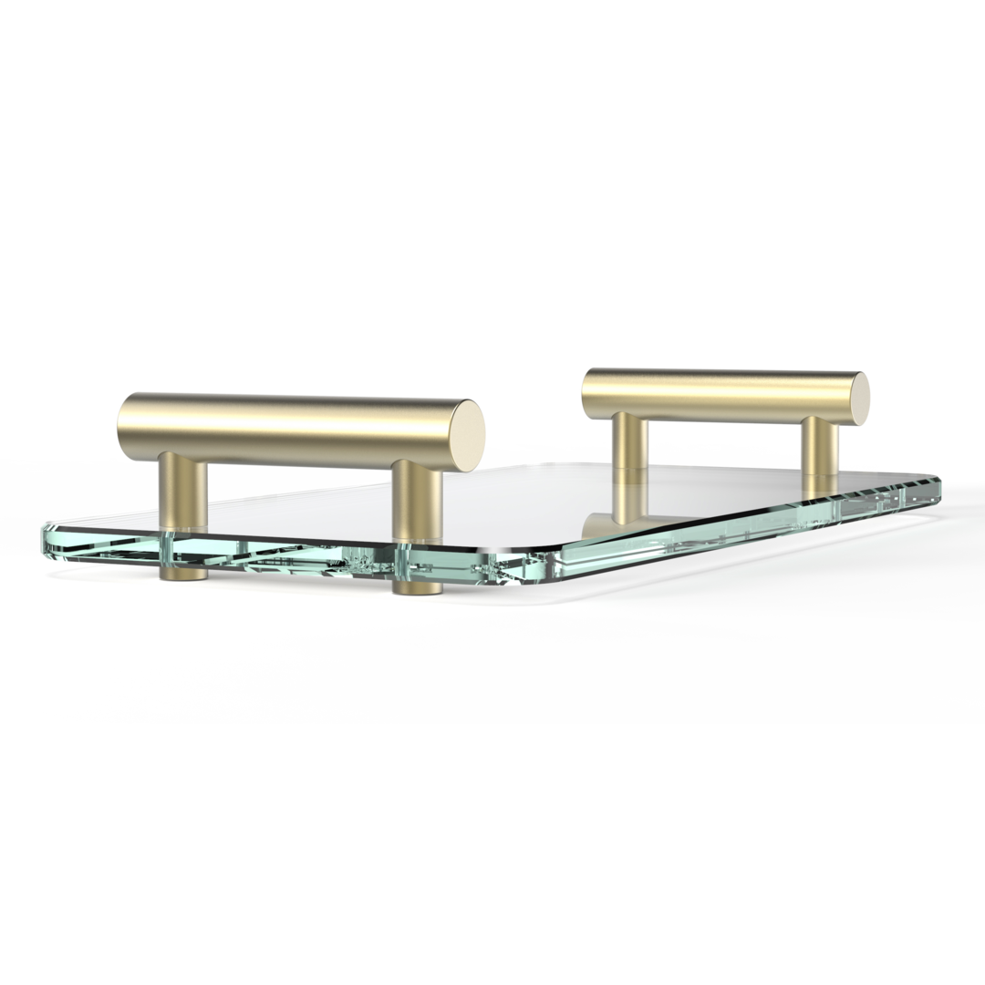 DW BAR TAB Tray - Gold Matte 24 Carat / glass clear